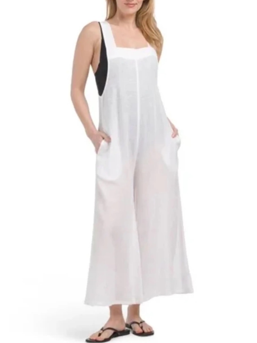 340. Haute Hippie White Linen Top with Square Neck